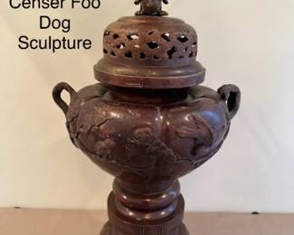 19th Century Brass Censer Foo Dog Sculpture