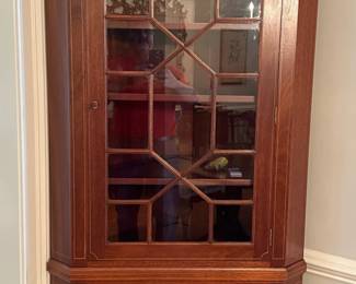 Antique Mahogany Inlaid Corner Cabinets