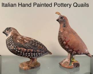 Italian Hand Painted Pottery Quails