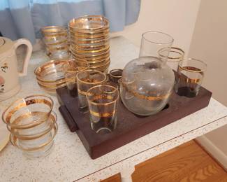 Mid Century Libby Gold trimmed glasses