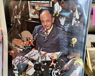Autographed photo of Mel Blanc with all of the Looney Tunes he voiced
