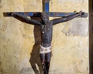 Antique painted wooden Christ from Budapest 

