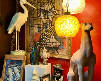 pair of mid century modern spaghetti swag lamps
