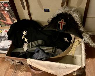 Antique Birmingham Oddfellows uniform with hat and case
