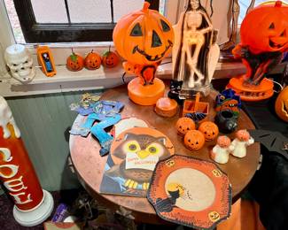 Vintage Halloween and Christmas blow molds