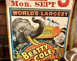 Clyde Beatty and Cole Bros Circus poster from the Birmingham Fair Grounds
