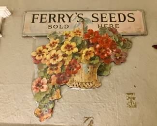 Large die-cut Ferry's Seeds advertisement
