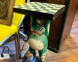 Wooden frog side table
