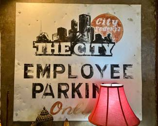 Birmingham City Federal Building hand painted employee parking sign
