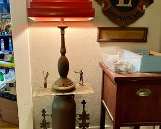 Unique brass floor lamp made from an old fire extinguisher 
