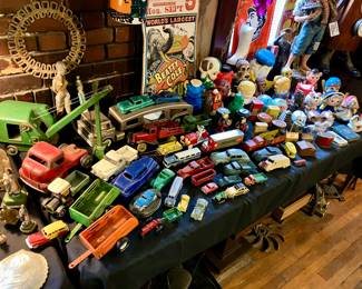 Die-cast toy cars and trucks