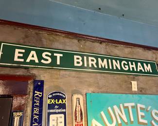 Stamped and enameled "East Birmingham" sign
