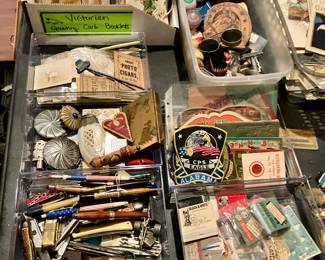 Victorian scrap, matchbooks, vintage toys, pocket knives, etc