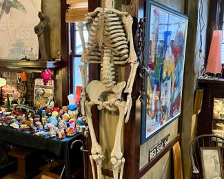 Late 19th century Birmingham Odd Fellows fully articulated paper mache skeleton
