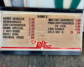 Hawks restaurant menu sign
