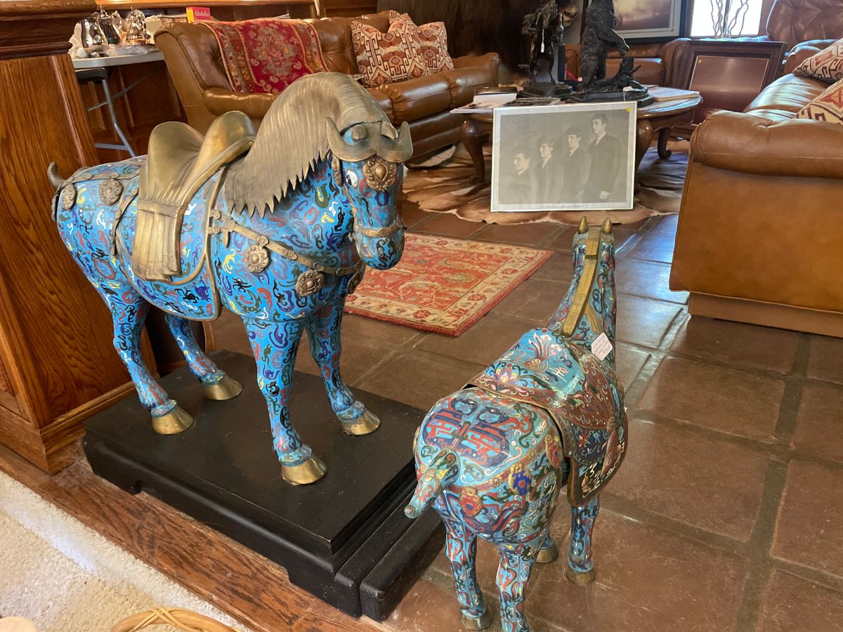 CLOISONNE' HORSES! ASIAN ANTIQUE COLLECTIBLES... RARE, BEAUTIFUL W/ PROVENANCE.  WE HAVE 2 PAIR.
