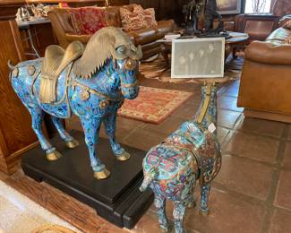 CLOISONNE' HORSES! ASIAN ANTIQUE COLLECTIBLES... RARE, BEAUTIFUL W/ PROVENANCE. WE HAVE 2 PAIR.