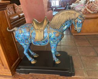 ONE OF 2 LARGER CLOISONNE' HORSES...
