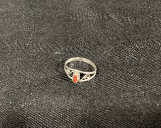 Sterling and Coral Ring
