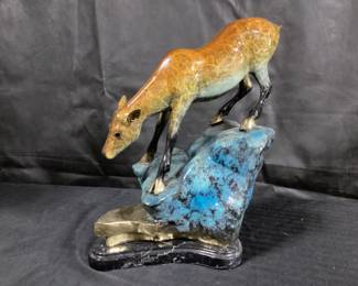 Marius Wildlife Deer on Rock Bronze Figure Sculpture 