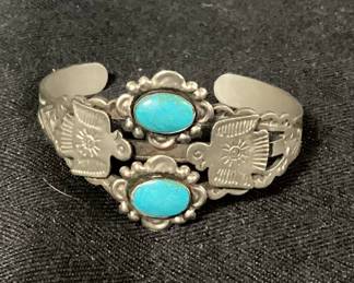 Sterling and Turquoise Thunderbird Bracelet