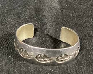 Sterling Bracelet Navajo Signed J.M. 