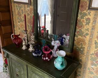 Entry hall table and mirror