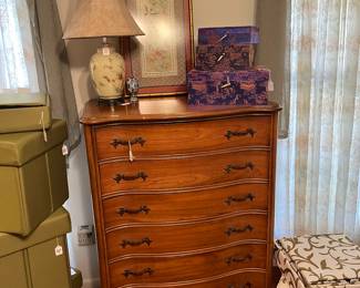 French Provincial chest and collapsing storage bins
