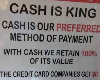We do not take credit cards just cash or personal check with proper ID.