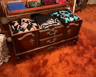 Lane cedar chest. Wallets and sweaters, a French Provincial headboard and footboard, frame and sleep number mattress full size