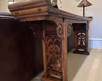Antique Malaysian hand carved fruitwood console 