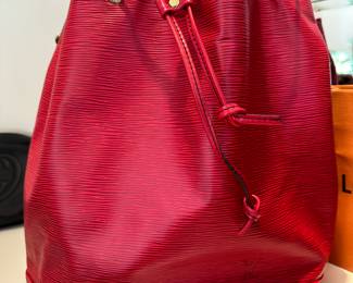 Louis Vuitton vintage large red epi leather Noe bucket bag $500