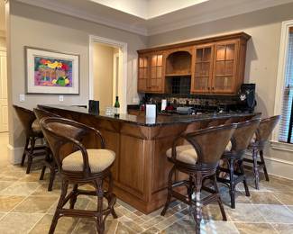 Bar entertainment area with 6 Hooker swivel bar stools 