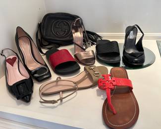 Gucci, Prada, Roger Vivier $500 & Tory Burch $50 shoes size 37, 38. 20% off Saturday. Pricing firm by estate. 