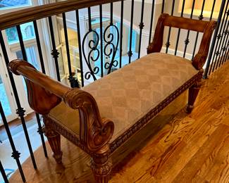 Solid wood carved bench