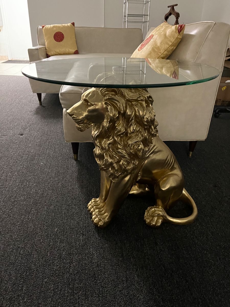 アンティークlion Glass Top Coffee Table アンティークlion Glass Top Coffee Table