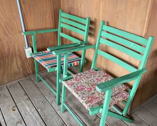 old wooden lawn chairs