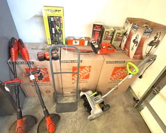 Various Cordless tools, 14" Electric Snow Shovel.