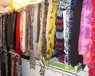 Large amount of ladies' neck scarves.  