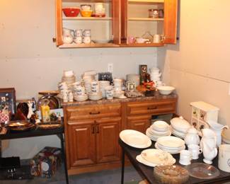 Pfaltzgraff and ironstone dishes.  Norman Rockwell collector plates and more.