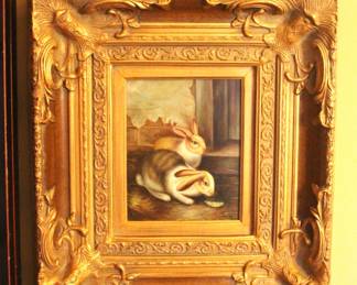 Sweet bunny oil painting.