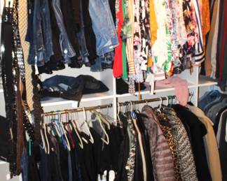 Lots of belts, jeans, coats etc.