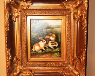 Sweet bunny oil painting.