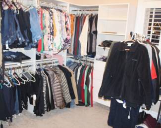 We have a tremendous amount of beautiful clothing, both ladies' and mens'.  A variety of sizes.  Ladies' jean size is six.  