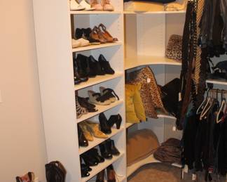 Lots of decorator pillows, shoes and boots.  