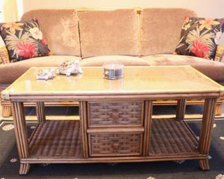 Braxton Culler Cushioned Sofa and Glass Top Coffee Table.                                                                                                                 BUY IT NOW! Sofa $400.00, Coffee Table  $200.00