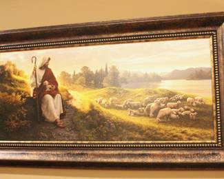 Sweet picture of shepherd with sheep.  