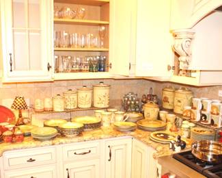 We have three canister sets in this sale!  Kitchen Aid red tea pot, china and glassware.