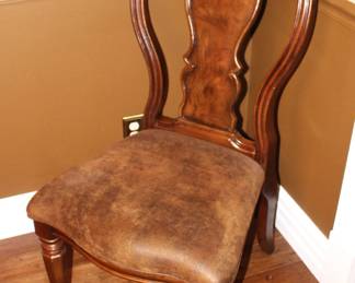 Pulaski Furniture Dining Table with six chairs.                                                            Two arm/captains' chairs plus four side chairs.                                                                 Table comes with two leaves.                                                          BUY IT NOW!   $950.00                                                                              46 1/2"w x 81 1/2 "L x 30 1/2"H