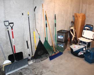 Garage area is full of practical items.  